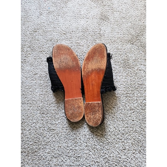Proud Mary Womens Raffia Fringe Slip On  Sandal In Black Footwear Size 6 - Picture 4 of 5